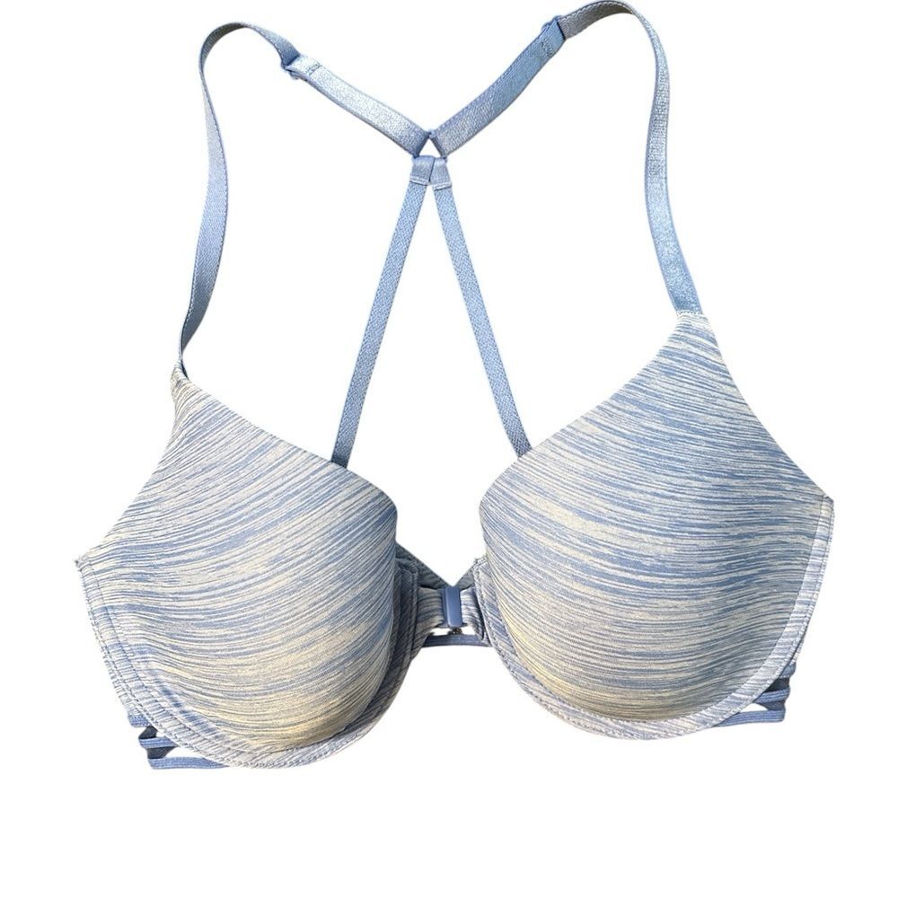 VICTORIAS SECRET Blue Racerback Semi Demi Cup Bra 32D